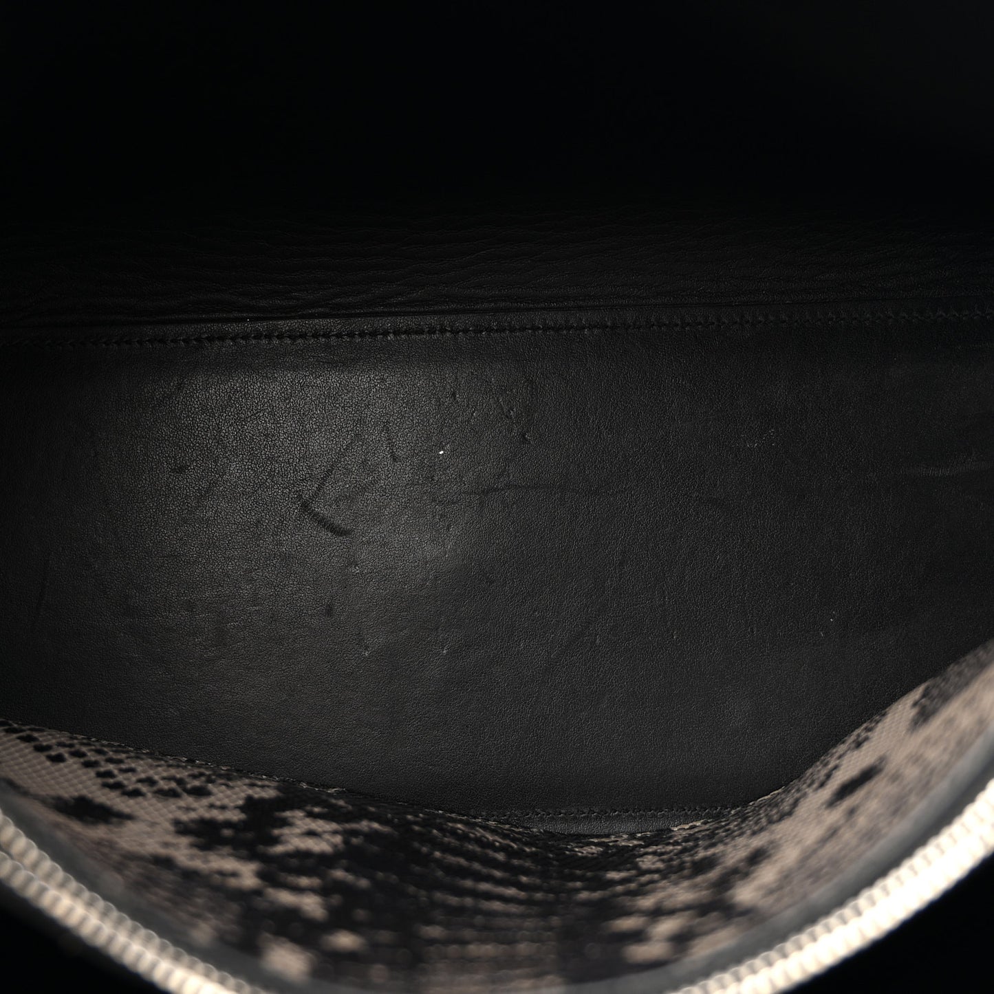 Grained Calfskin Embossed Python Small Sac De Jour Black