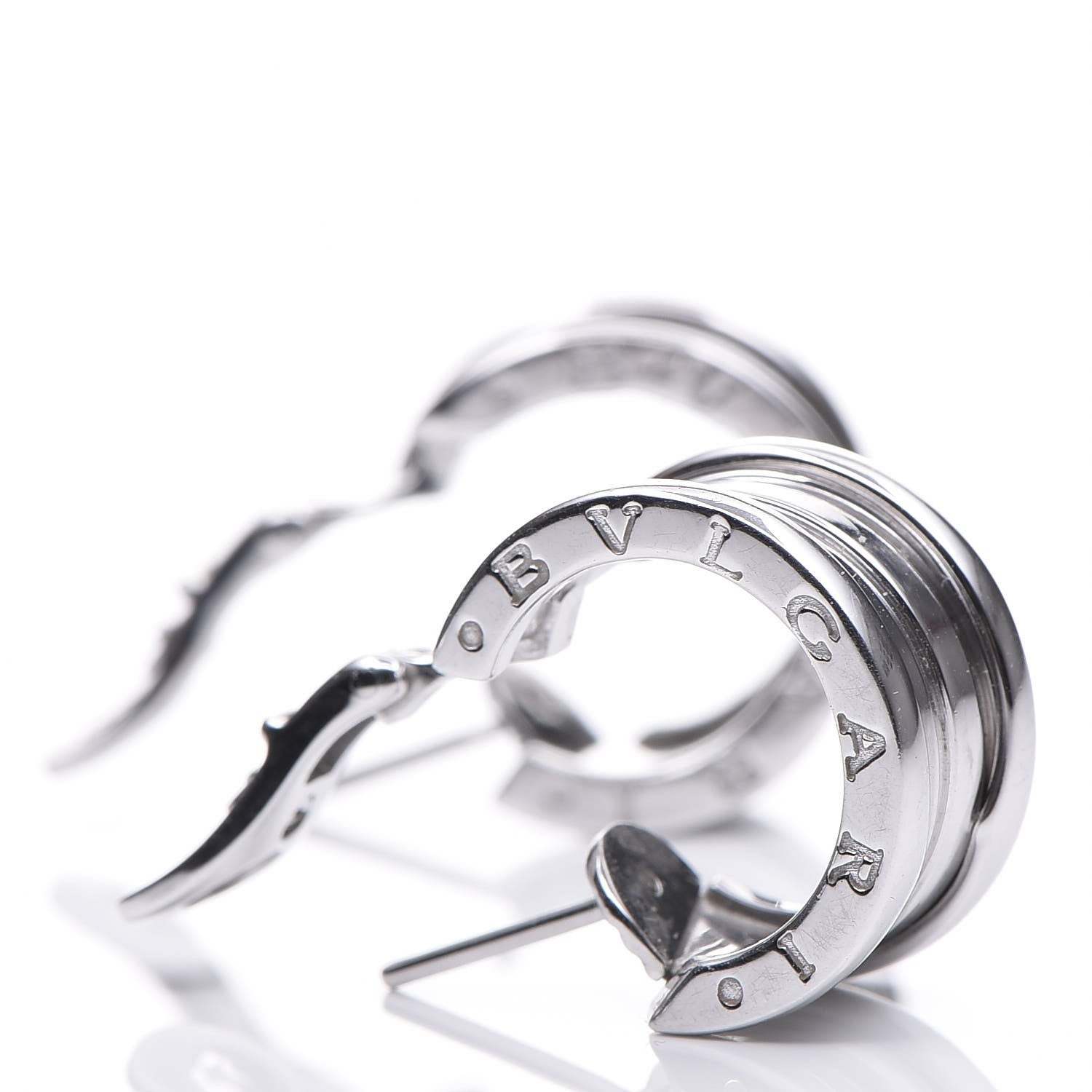 Bulgari 18K White Gold B.Zero1 Hoop Earrings 3 of 9