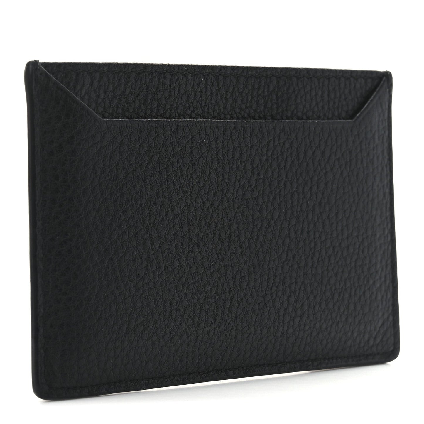 Vitello Grain Metal Card Holder Black