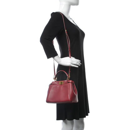 Fendi Nappa Monster Eyes Mini Peekaboo Iconic Satchel Amarena Fiamma 3 of 9