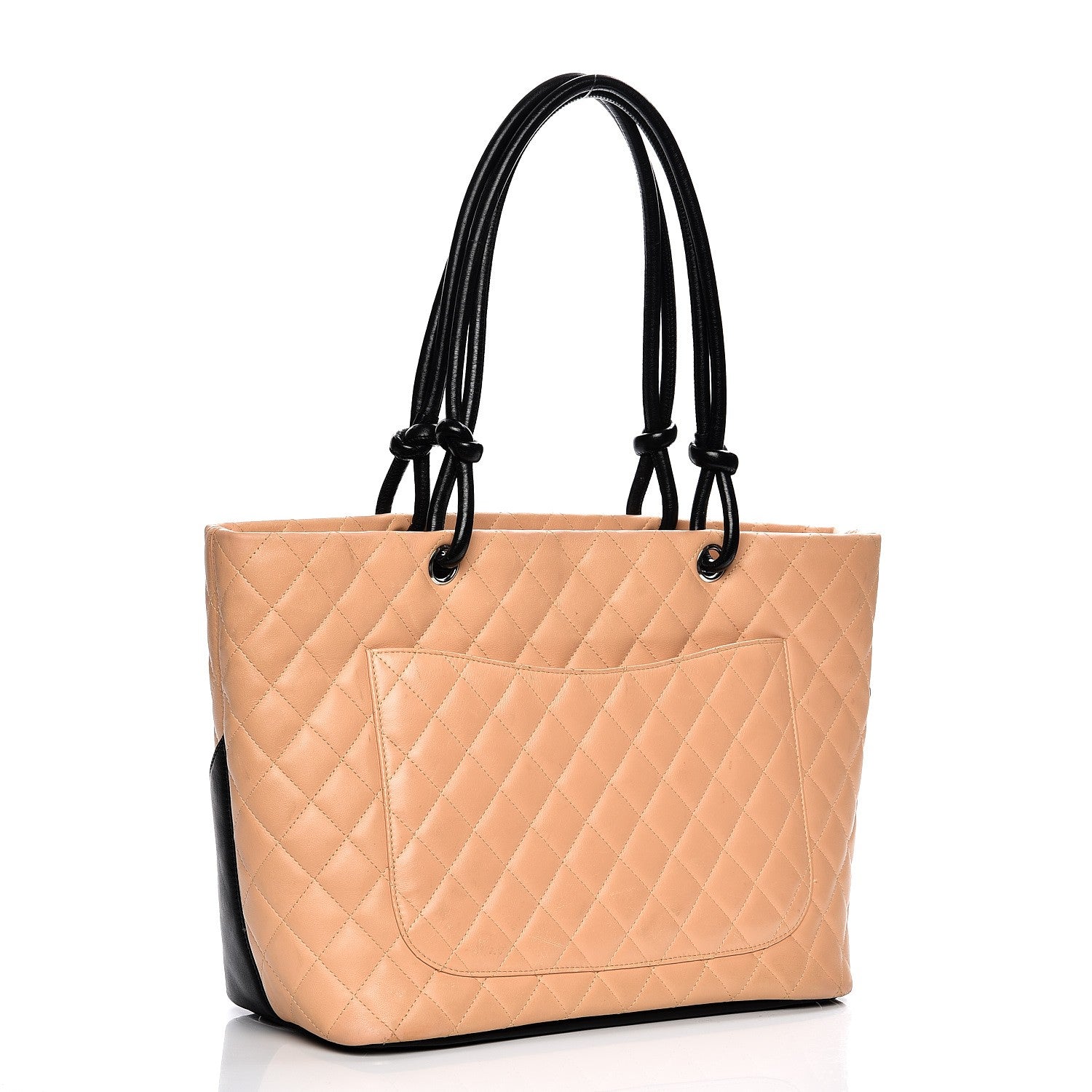 Chanel Calfskin Quilted Large Cambon Tote Beige Black 3 of 14