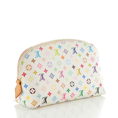 Louis Vuitton Monogram Multicolor Cosmetic Pouch White Litchi 3 of 7