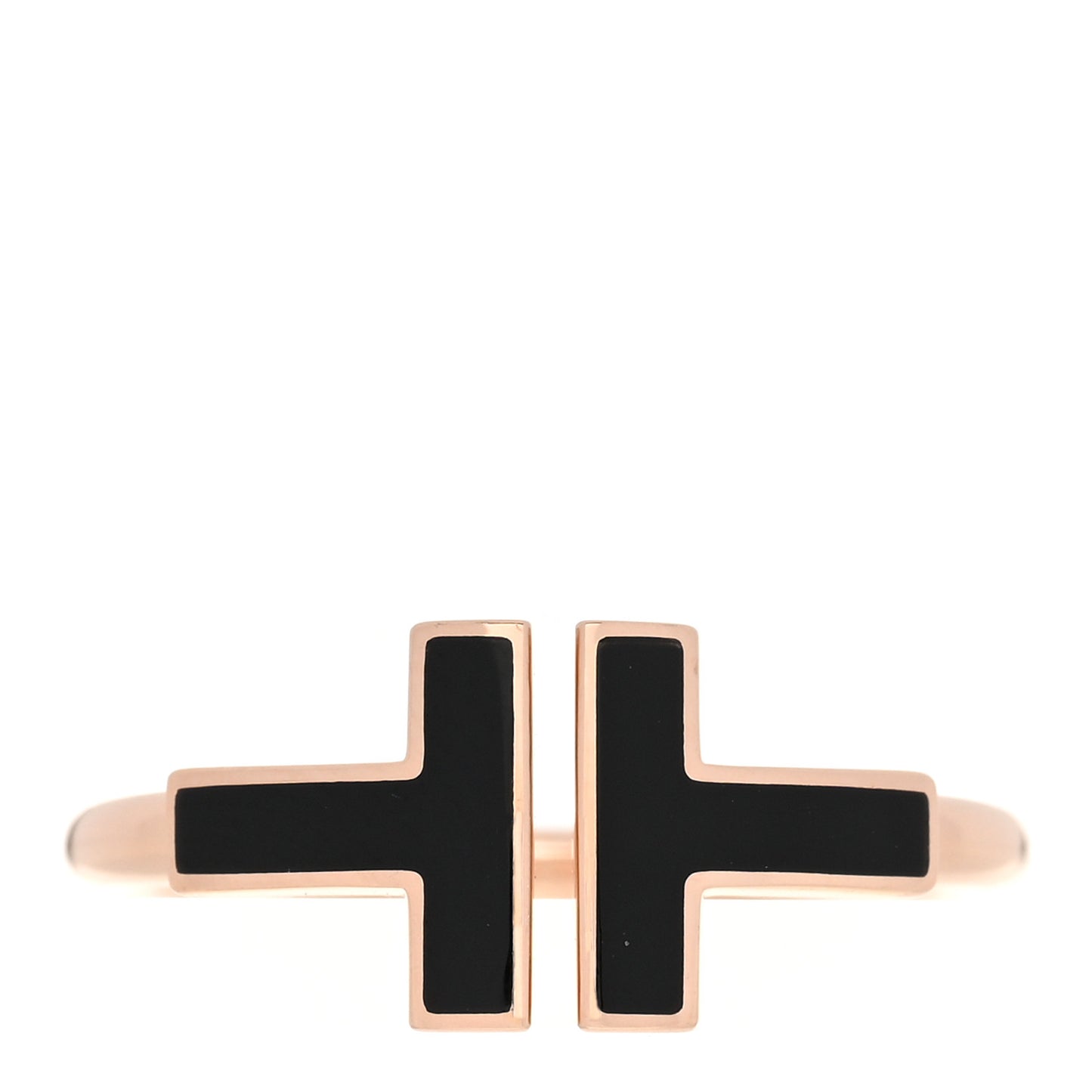 18K Rose Gold Black Onyx T Wire Ring 52 6