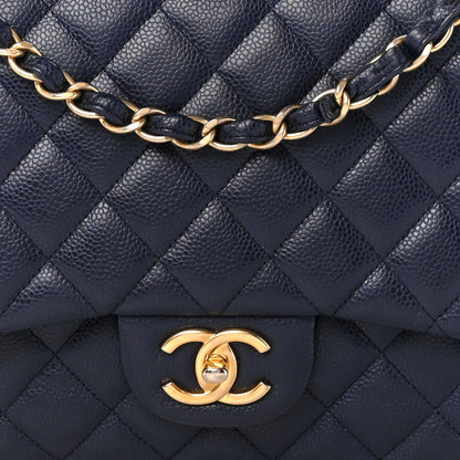 Chanel Caviar Quilted Maxi Double Flap Navy Blue 9 of 11