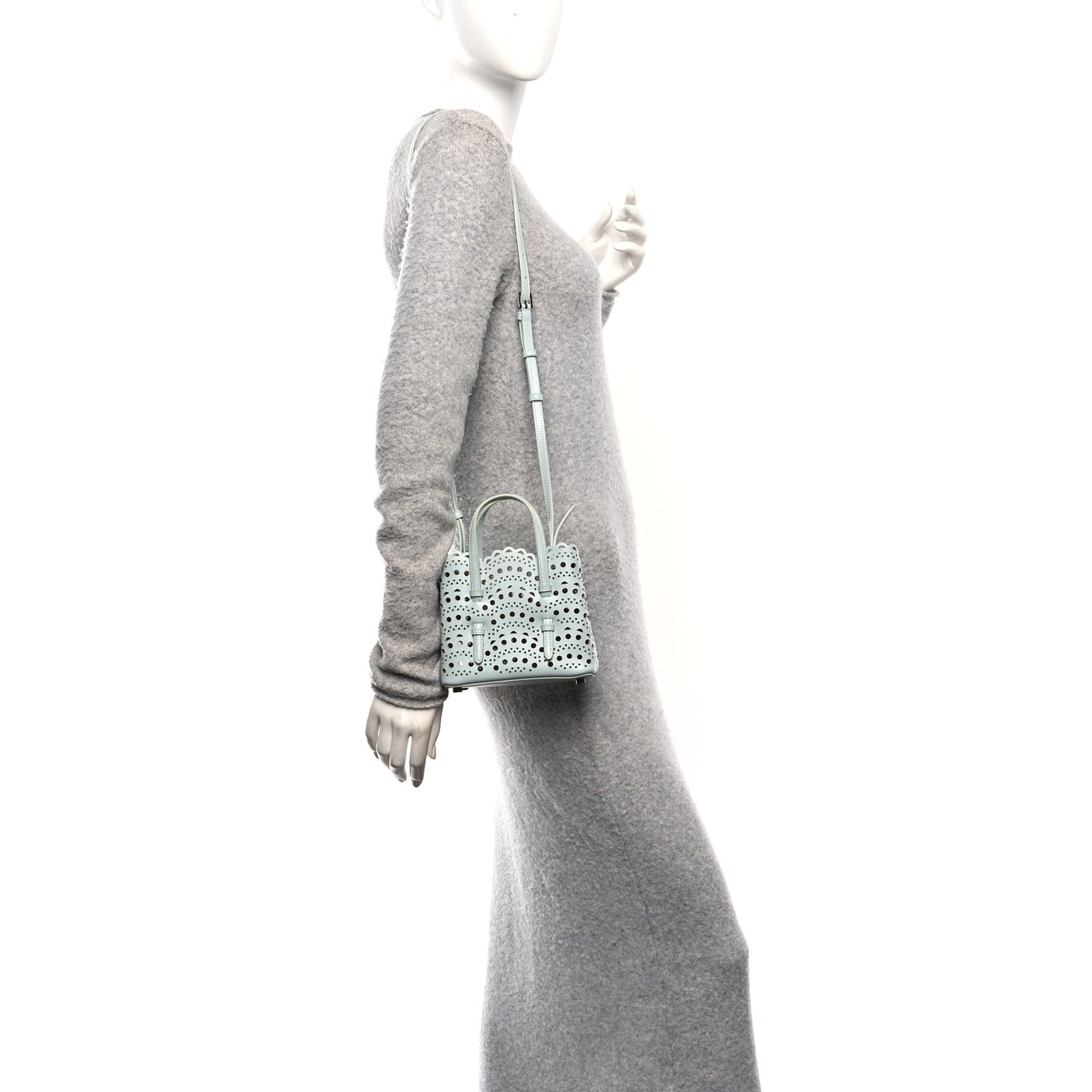 Calfskin Vienne Wave Mina 16 Bag  Gris Vert