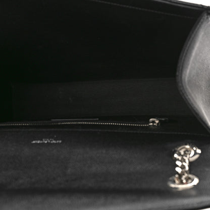 Saint Laurent Grain De Poudre Matelasse Chevron Large Triquilt Monogram Satchel Black 5 of 8