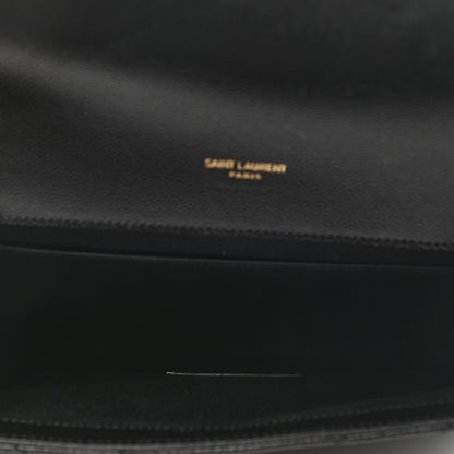 Saint Laurent Grain De Poudre Matelasse Chevron Monogram Envelope Clutch Black 6 of 9
