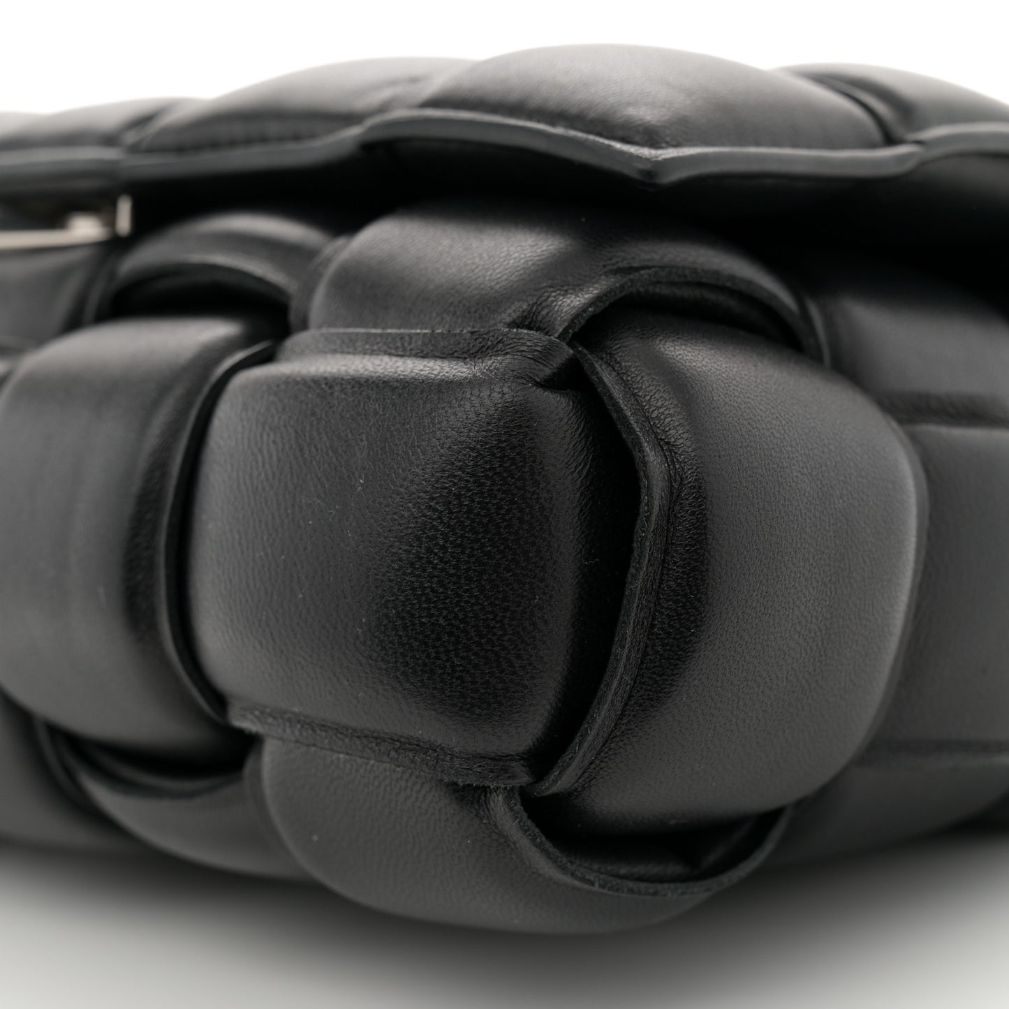 Lambskin Maxi Intreccio Padded Chain Cassette Crossbody Bag Black