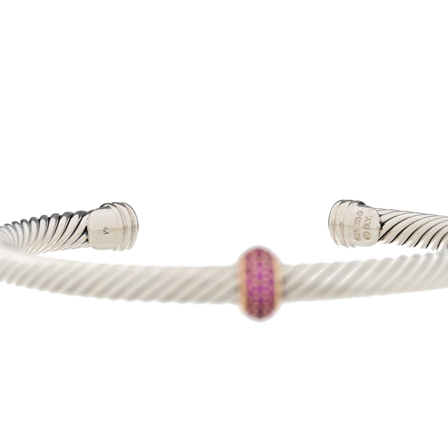 Sterling Silver 18K Rose Gold Pink Sapphire 5mm Cable Classics Single Station Bracelet