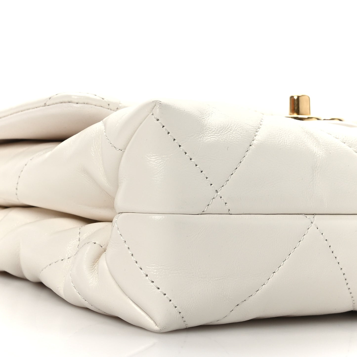 Lambskin Quilted Small Chain Top Handle Flap White