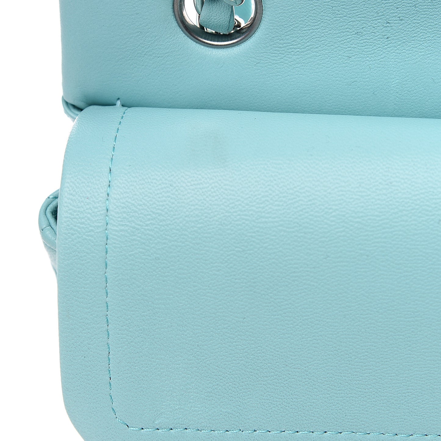 Lambskin Quilted Small Double Flap Light Blue