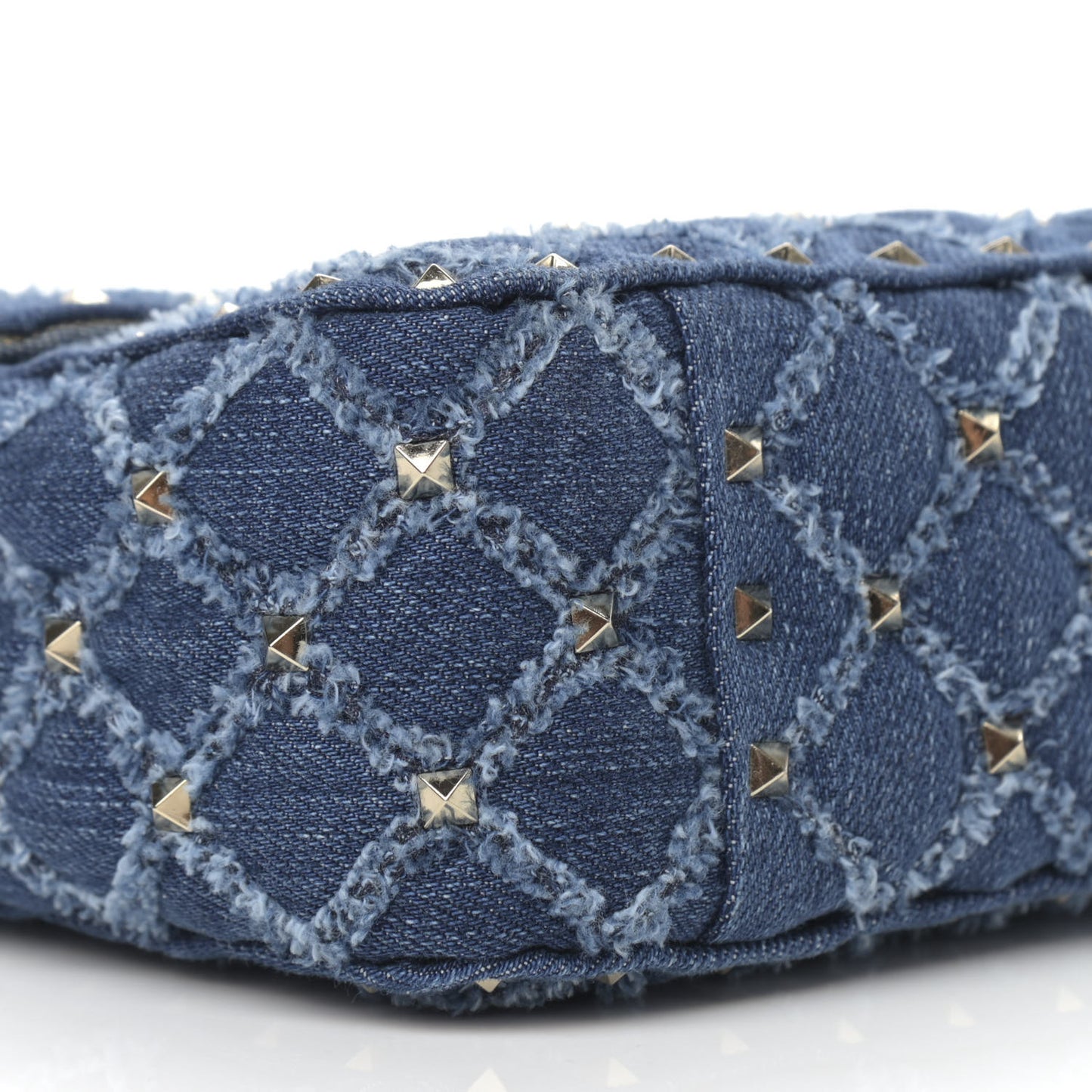 Denim Medium Rockstud Spike Shoulder Bag Denim