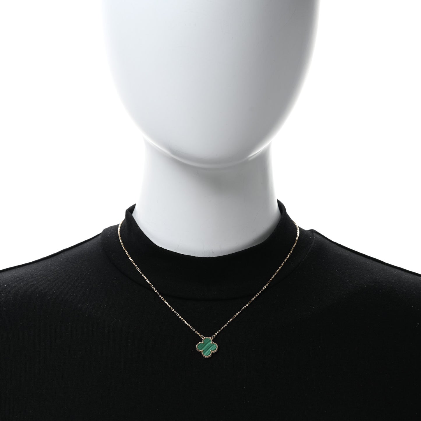 18K Yellow Gold Malachite Vintage Alhambra Pendant Necklace