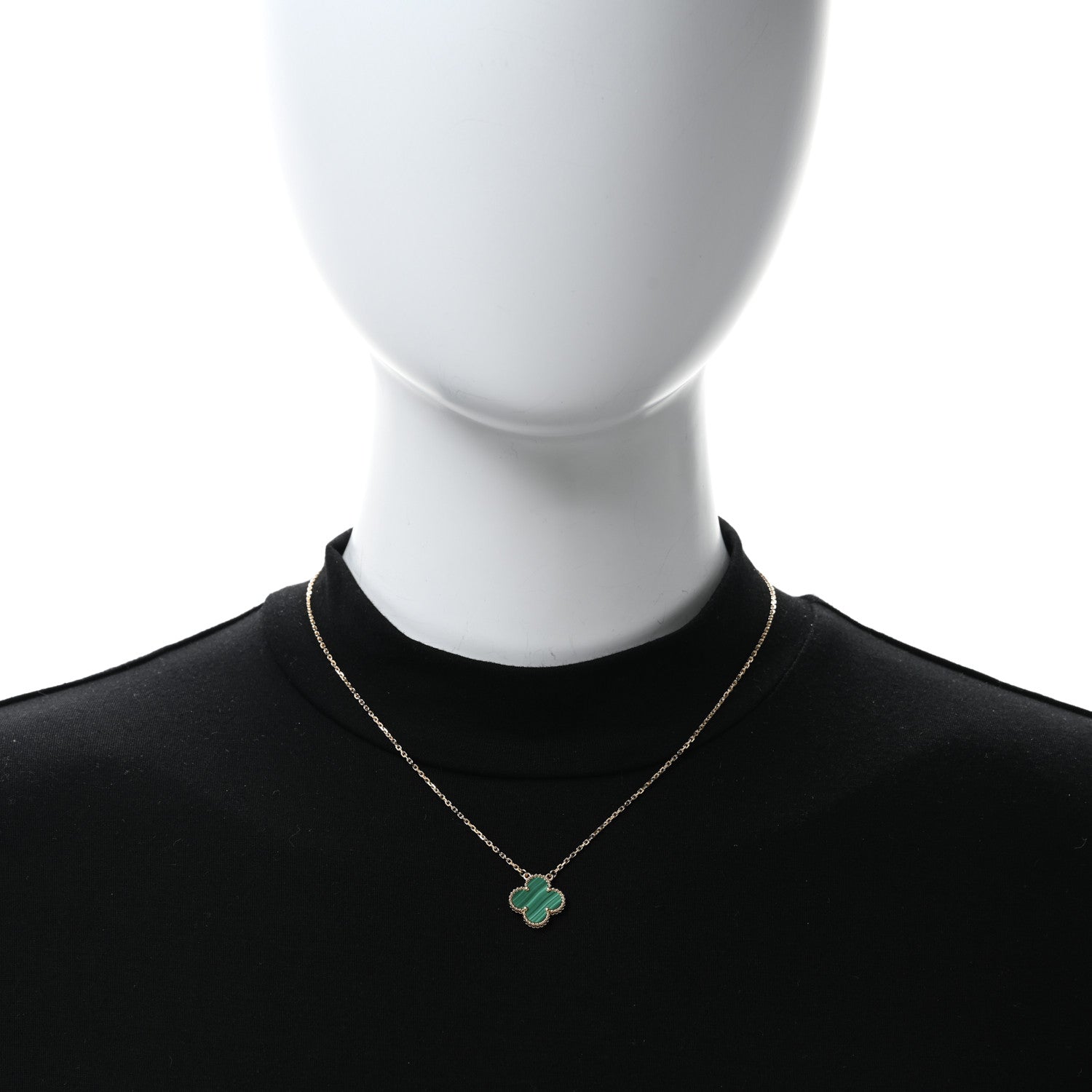 Van Cleef & Arpels 18K Yellow Gold Malachite Vintage Alhambra Pendant Necklace 3 of 5