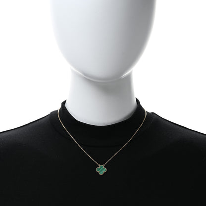 Van Cleef & Arpels 18K Yellow Gold Malachite Vintage Alhambra Pendant Necklace 3 of 5