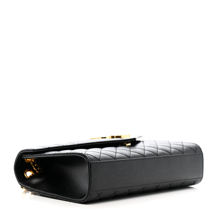 Saint Laurent Grain De Poudre Textured Mixed Matelasse Triquilt Medium Monogram Satchel Black 4 of 11
