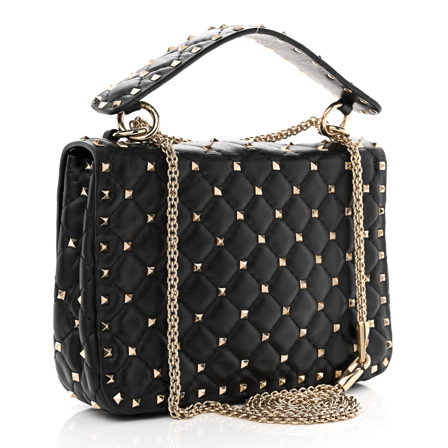 Valentino Garavani Nappa Quilted Medium Heart Rockstud Spike Shoulder Bag Black Red 3 of 11