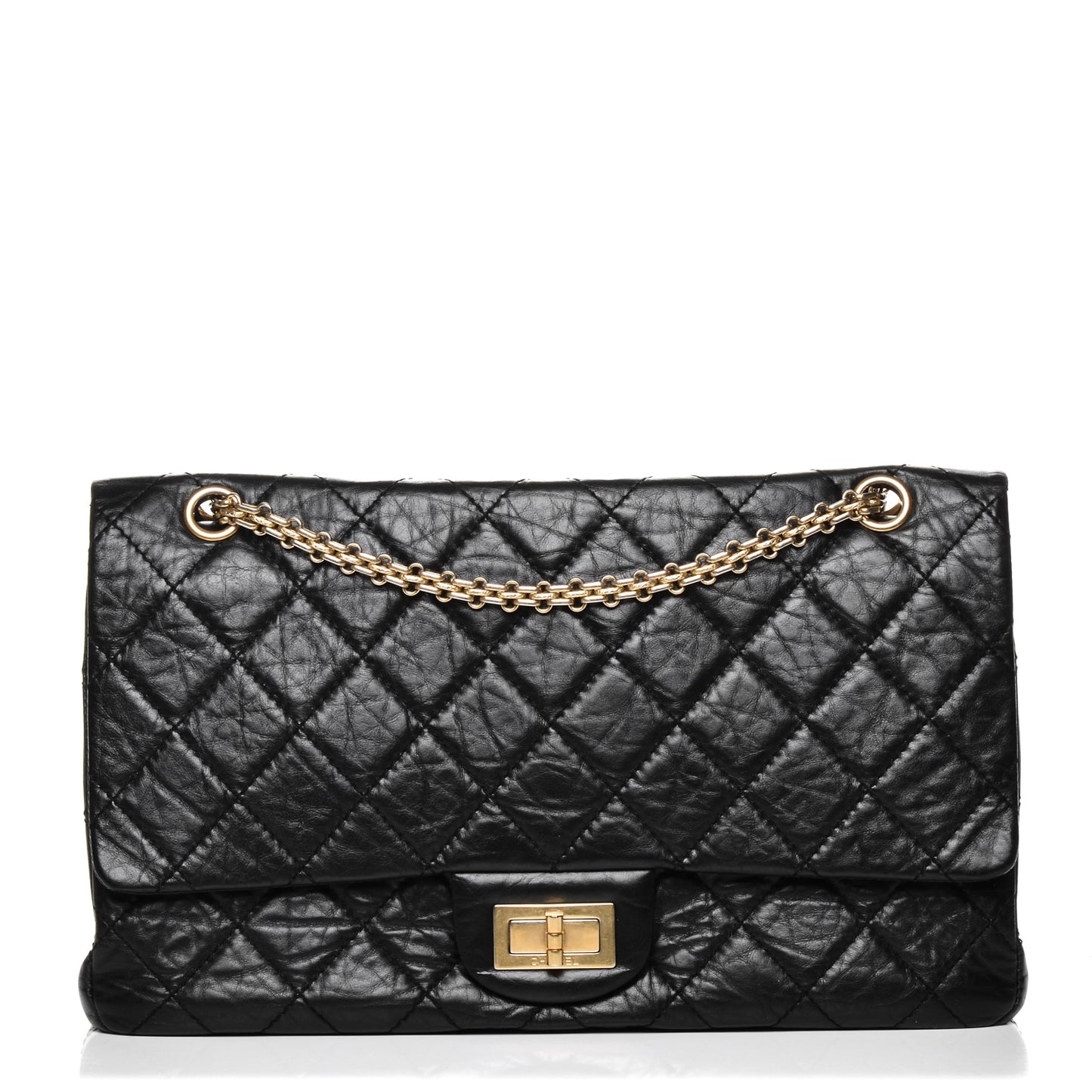 Aged Calfskin Quilted 2.55 Reissue 227 Flap Black