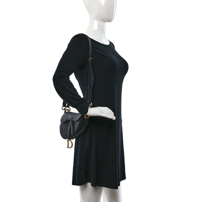 Christian Dior Grained Calfskin Mini Saddle Bag With Strap Black 2 of 9