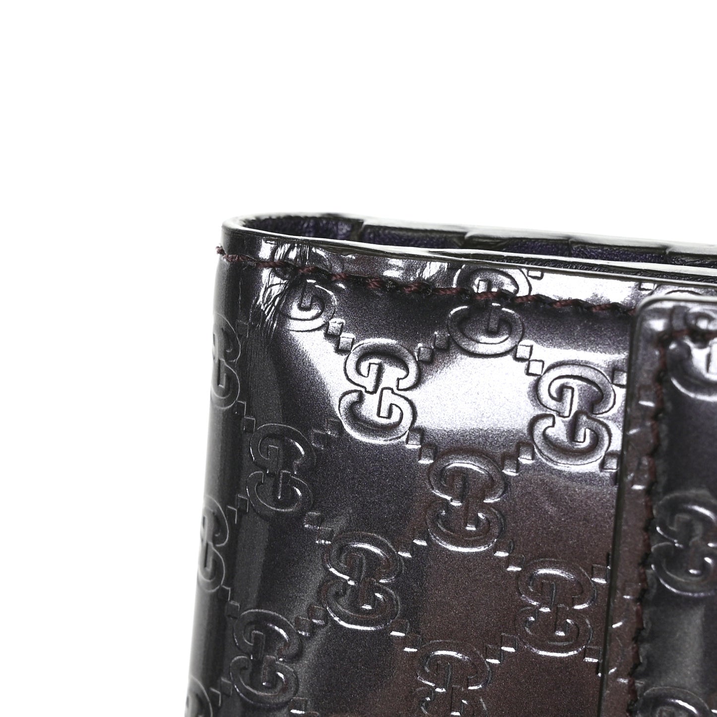 Shine Guccissima French Flap Trademark Wallet Melanzana