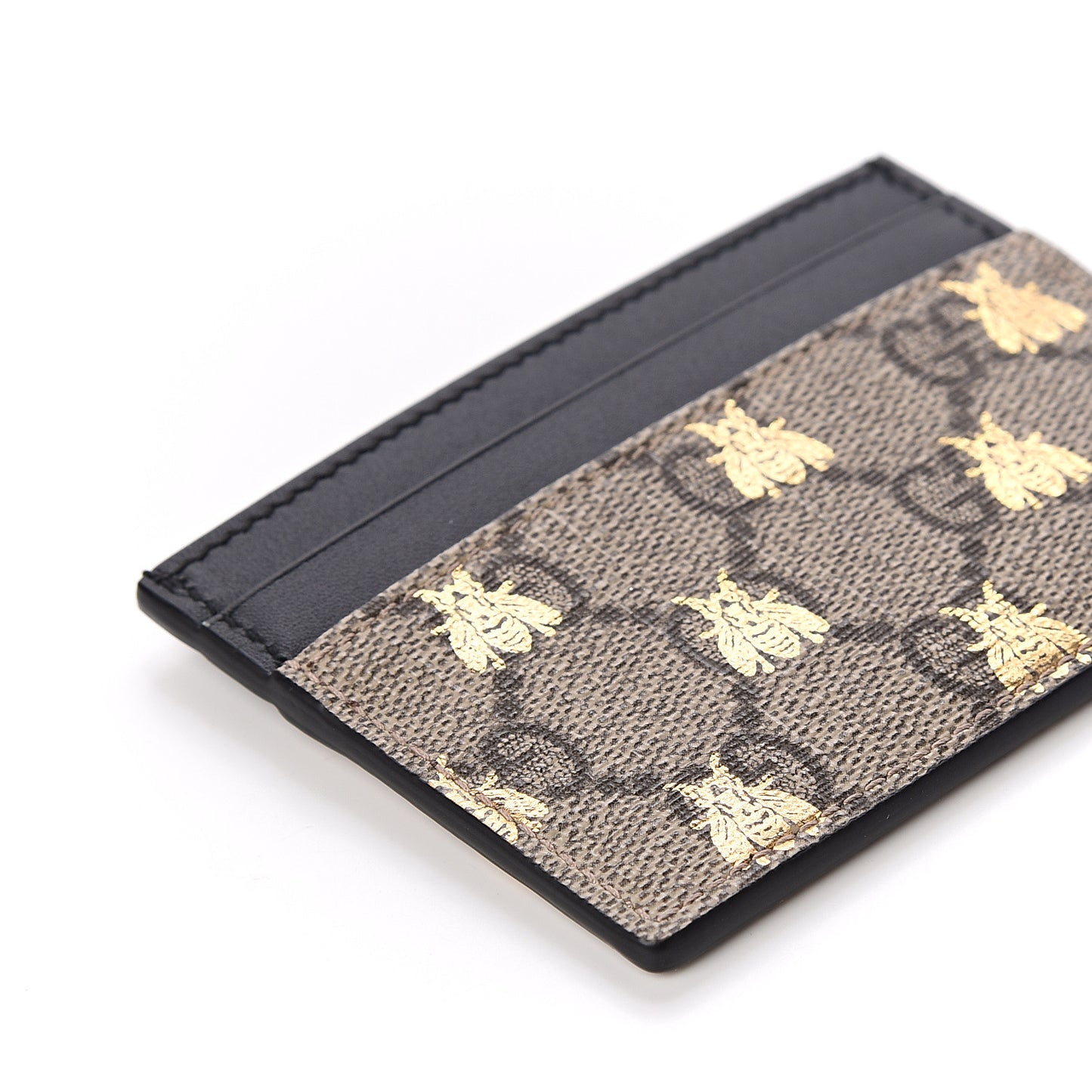 GG Supreme Monogram Bees Card Holder Black