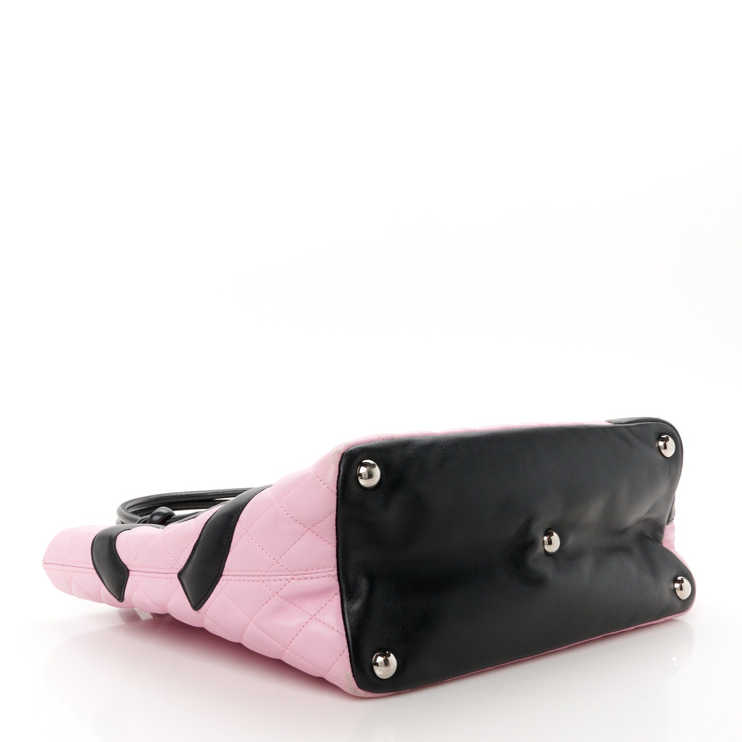 Calfskin Quilted Large Cambon Tote Pink Black