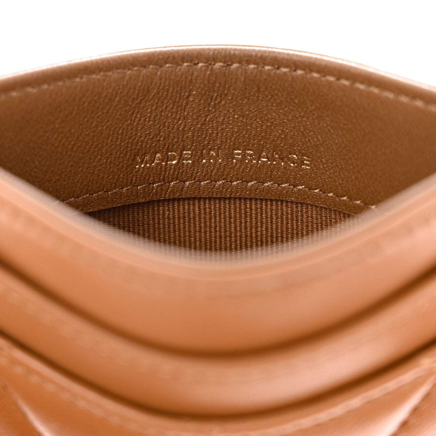 Lambskin Quilted Card Holder Brown
