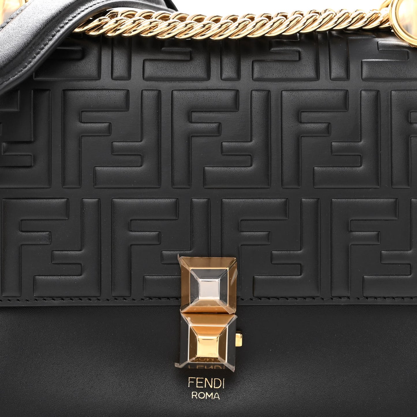 Vitello Liberty FF 1974 Embossed Small Kan I Shoulder Bag Black