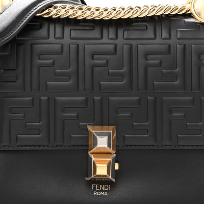 Fendi Vitello Liberty FF 1974 Embossed Small Kan I Shoulder Bag Black 8 of 10