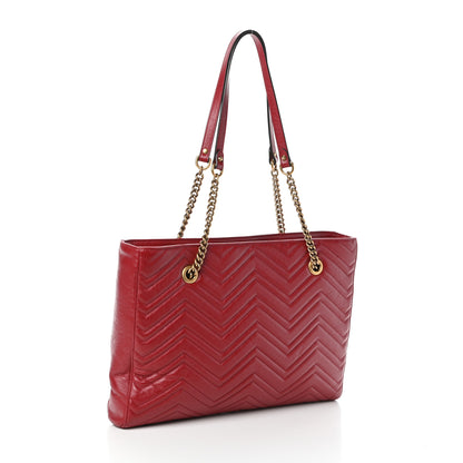 Gucci Azalea Calfskin Matelasse Medium GG Marmont Slim Tote Romantic Cerise 3 of 9