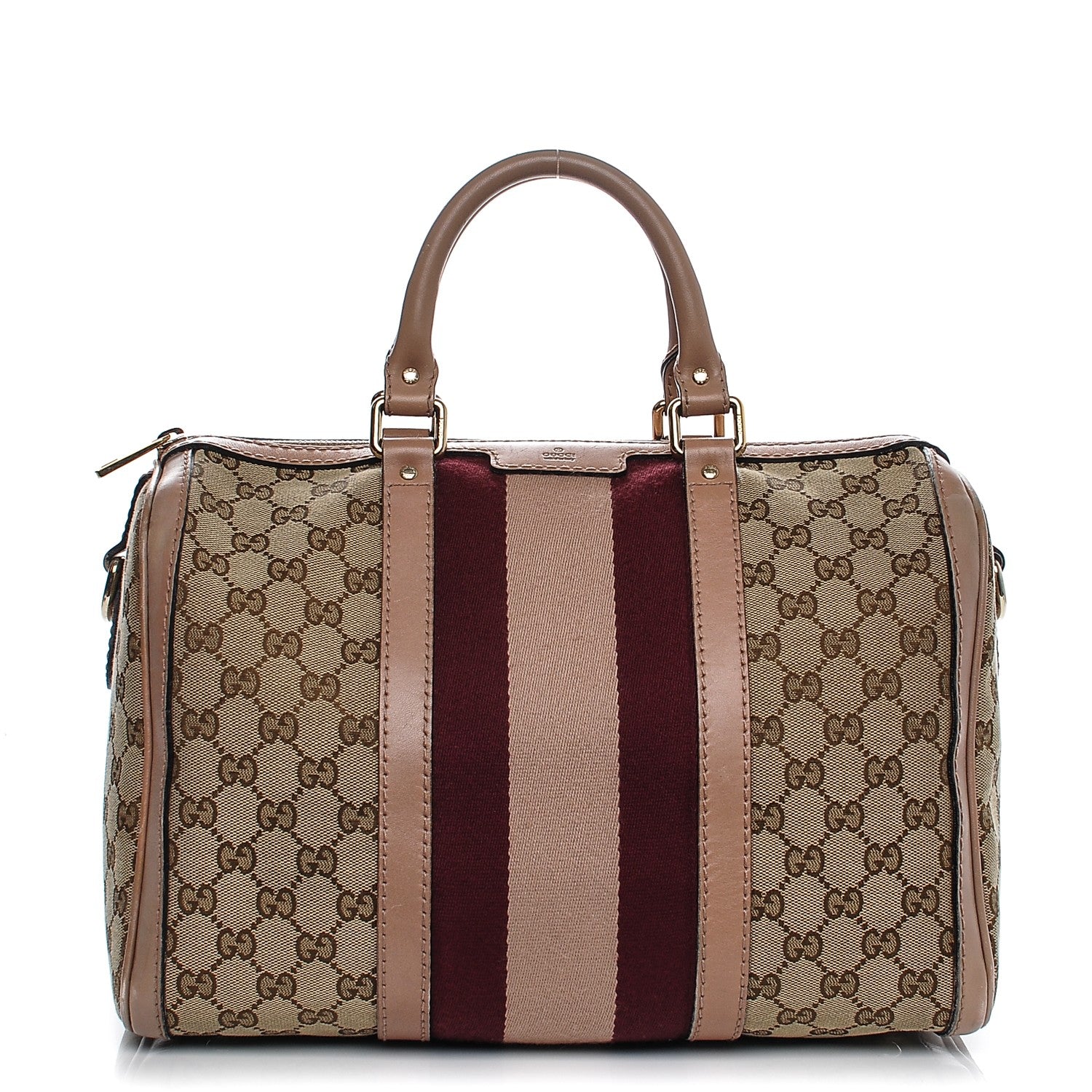 Gucci Monogram Vintage Web Medium Boston Pink 1 of 8