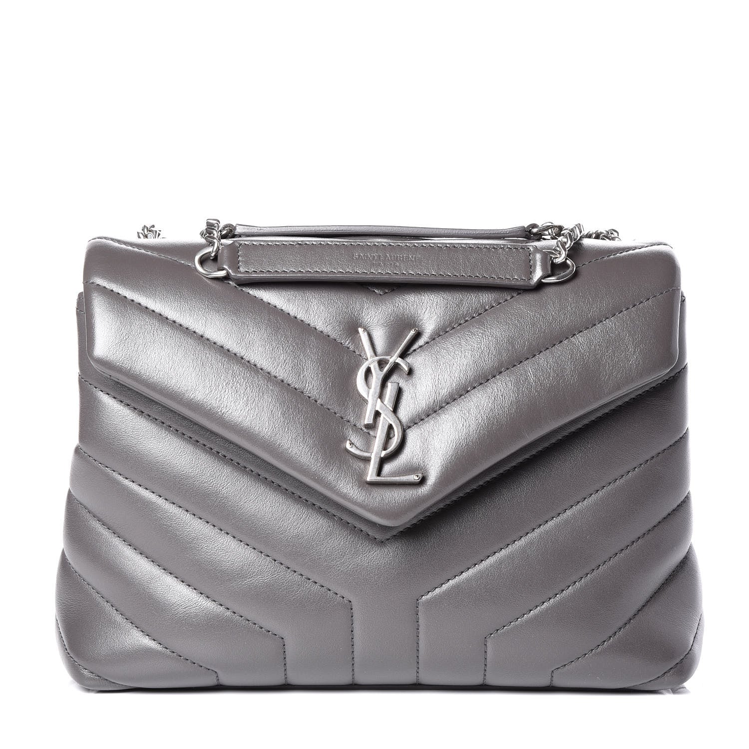 Saint Laurent Calfskin Y Quilted Monogram Small Loulou Chain Satchel Earth 1 of 11