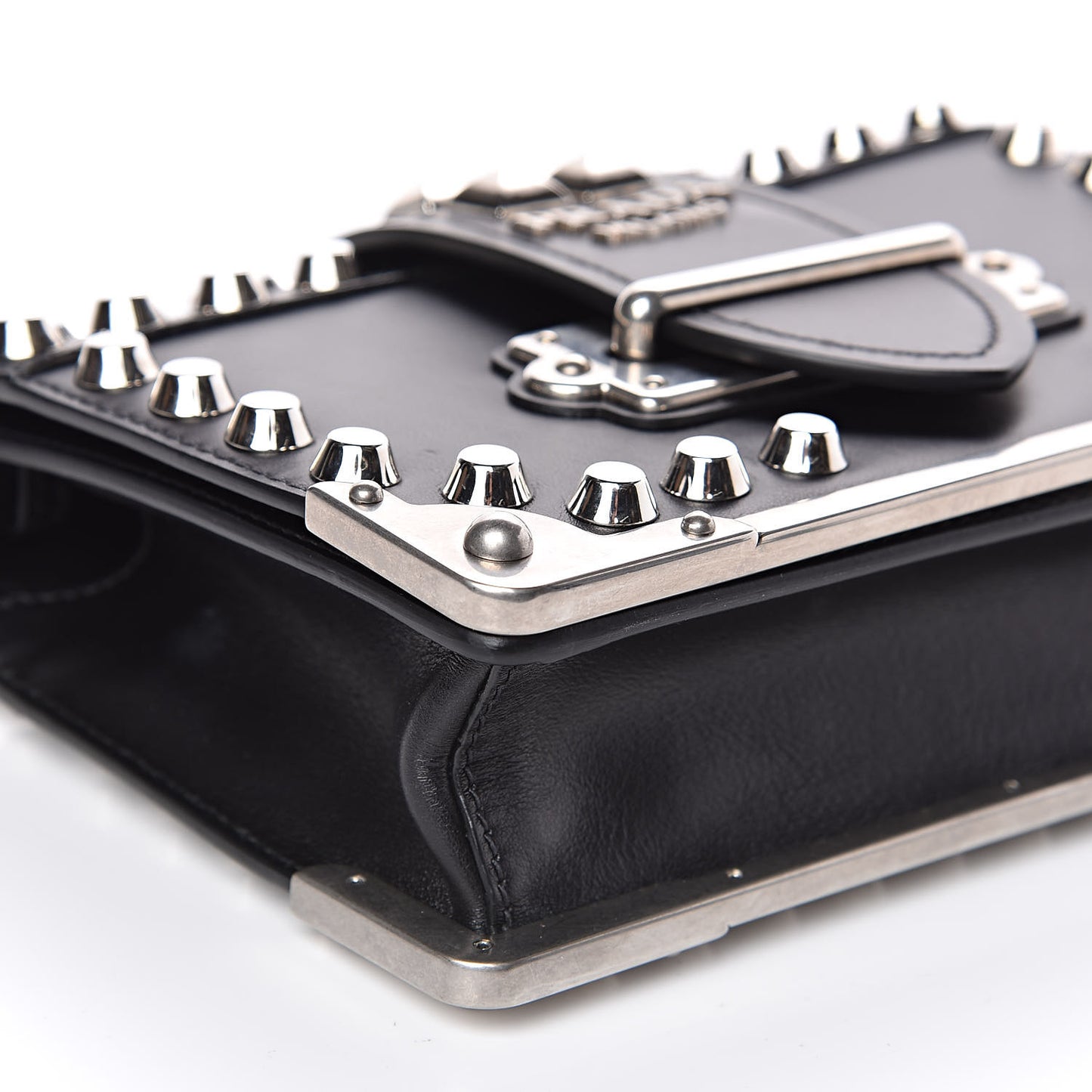 City Calf Saffiano Studded Small Cahier Bag Black