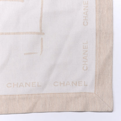 Chanel Wool Silk Coco Scarf Beige 3 of 4