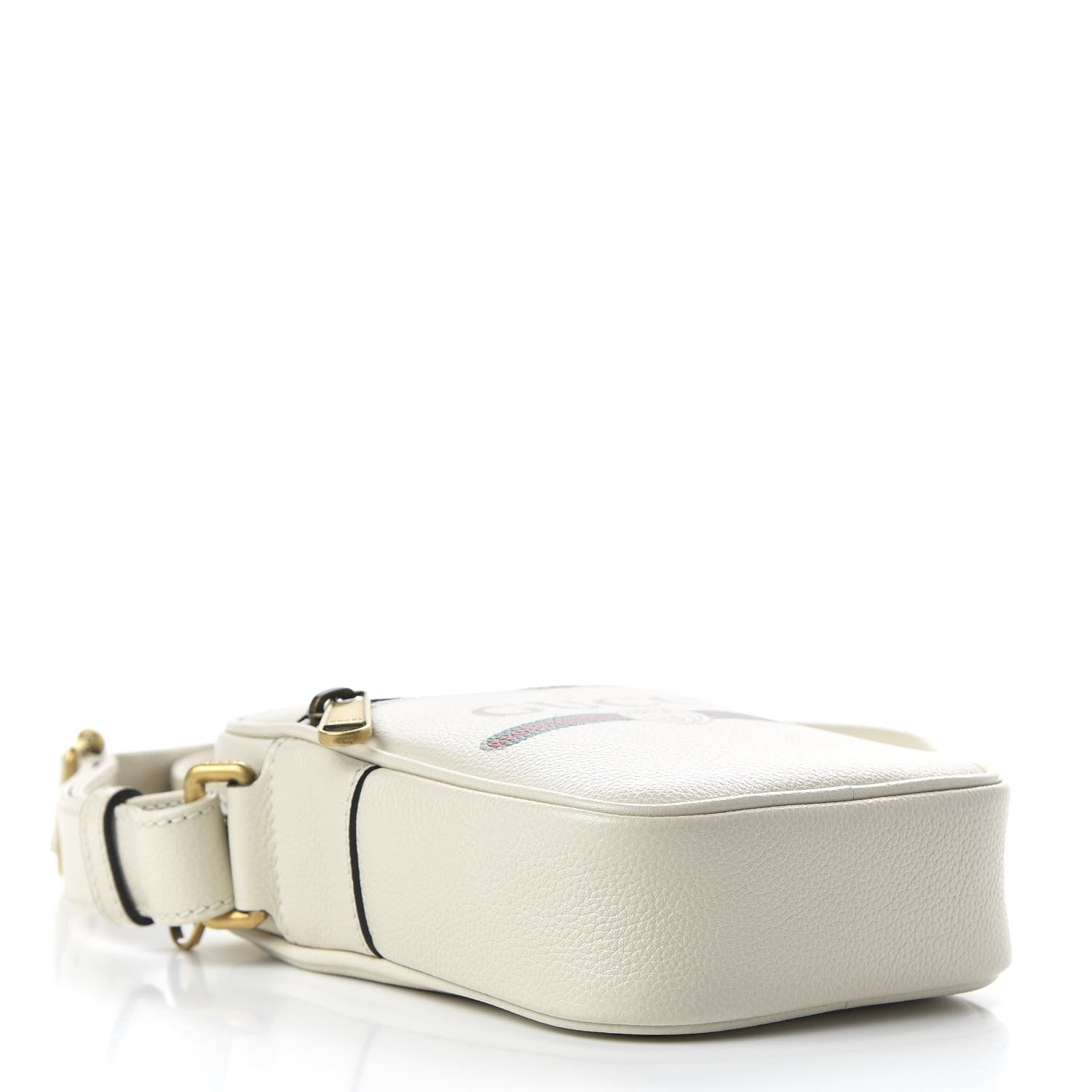 Gucci Grained Calfskin Mini Logo Messenger Bag White 4 of 10