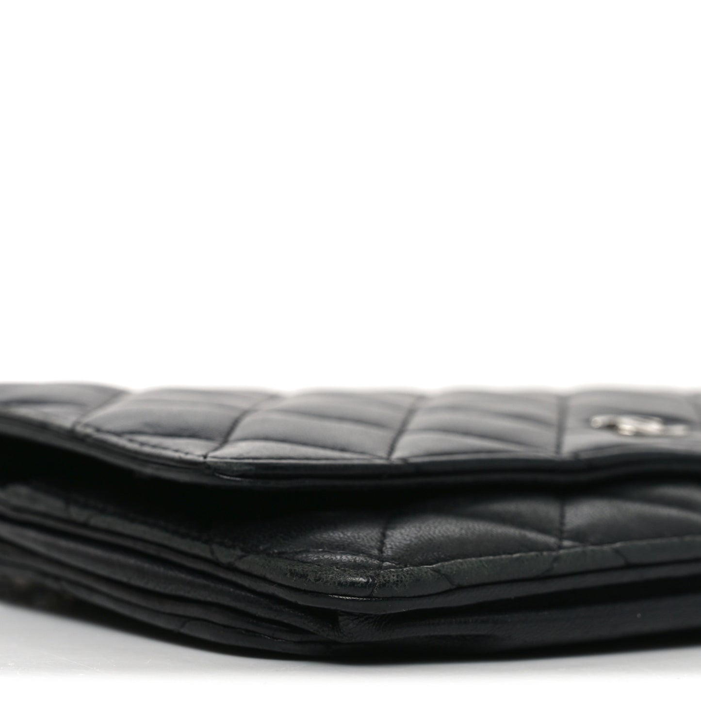 Lambskin Quilted Wallet On Chain WOC Black