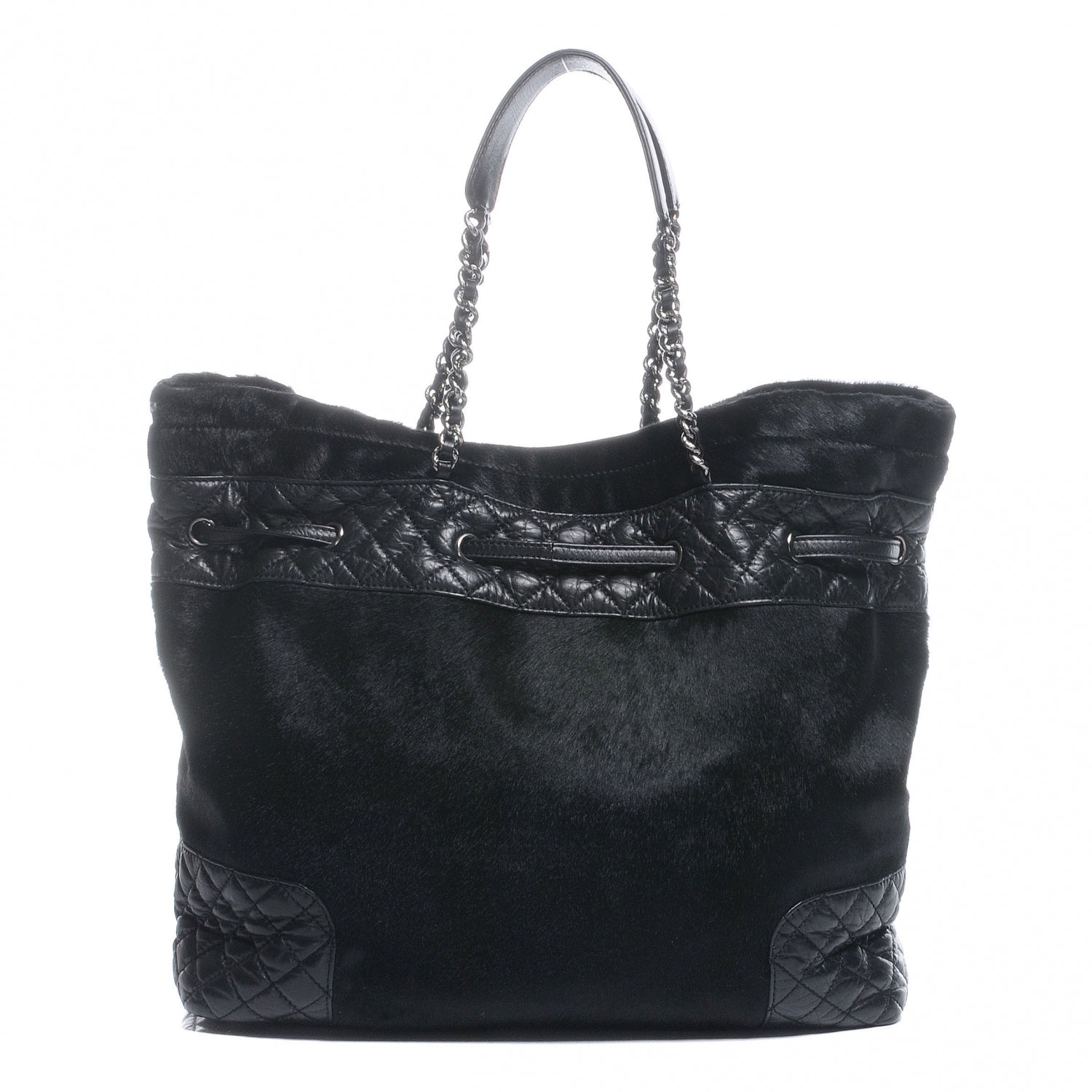 Chanel Pony Hair Quilted Drawstring Tote Black 1 of 7
