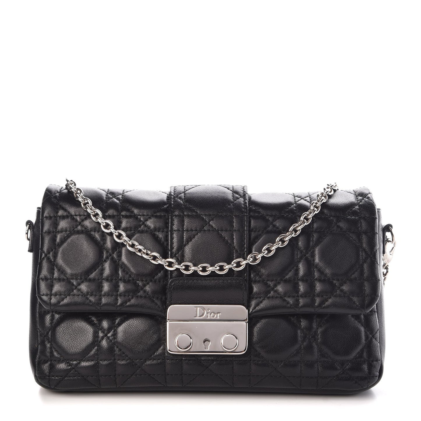 Lambskin Cannage New Lock Pouch Black