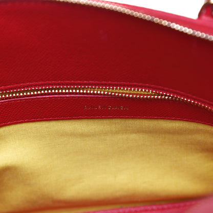 Balenciaga Signature Grained Calfskin Logo S Ville Top Handle Bag Rouge Coquelicot Black 6 of 13