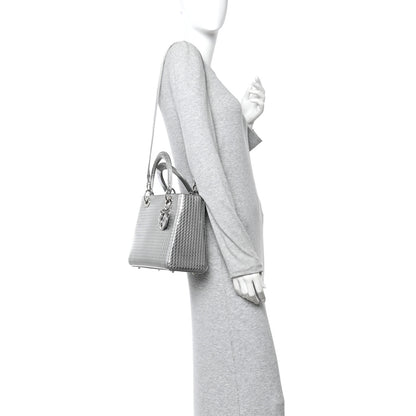 Christian Dior Metallic Patent Micro-Cannage Medium Lady Dior Silver 2 of 10