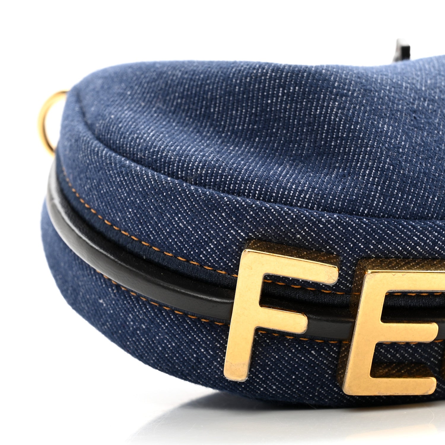 Fendi Denim Shiny Nappa Nano Fendigraphy Hobo Charm Blue Moro 8 of 10