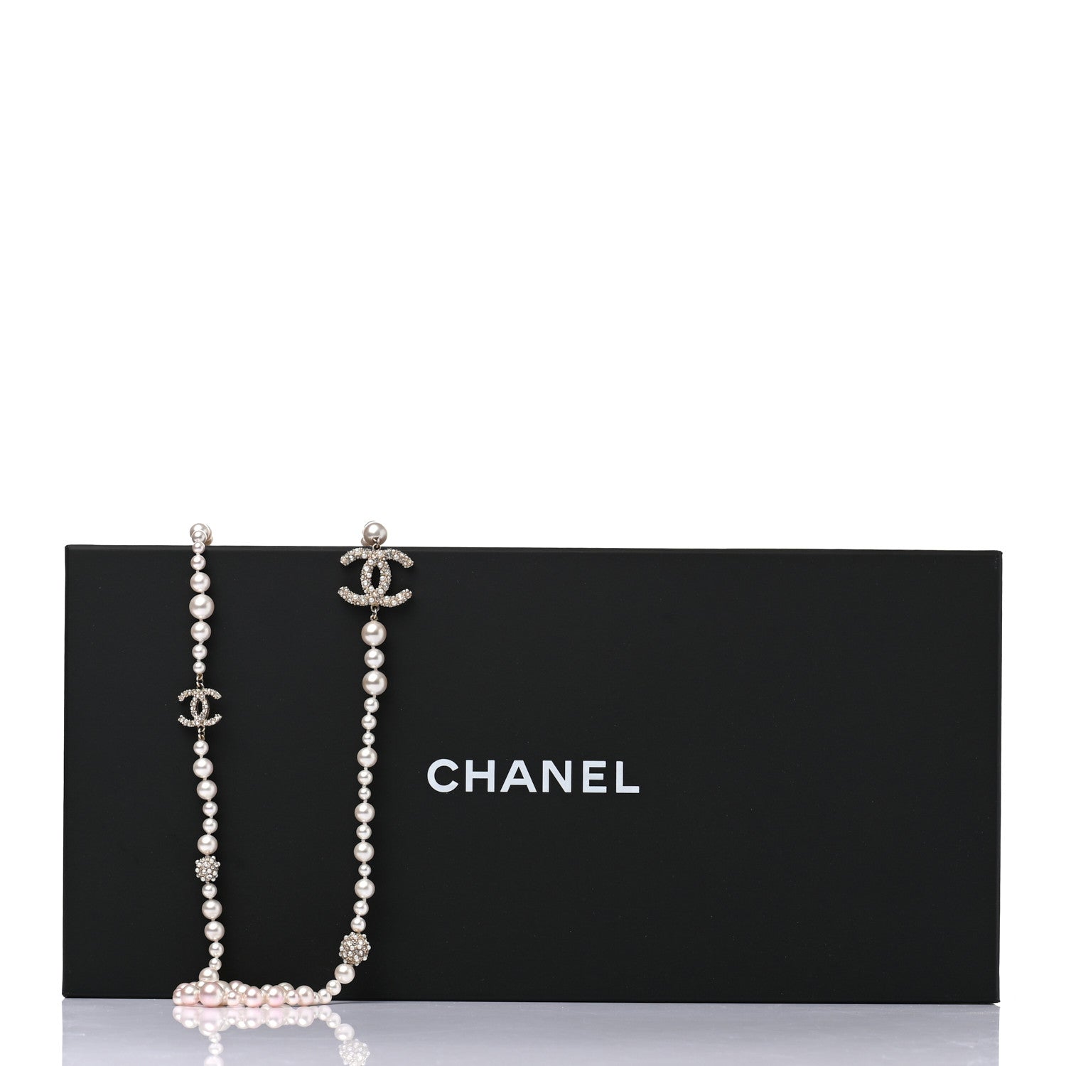 Chanel Pearl Crystal CC Cluster Long Necklace Gold 7 of 7