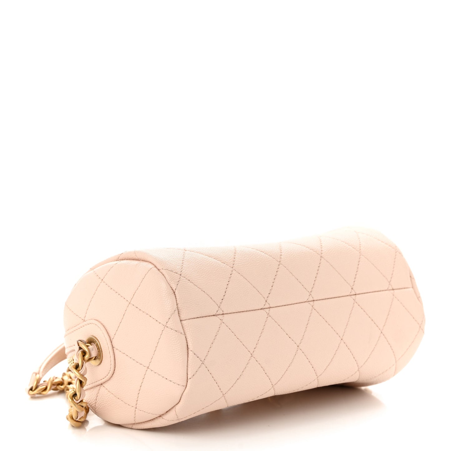 Caviar Quilted Small Fashion Therapy Bowling Bag Beige