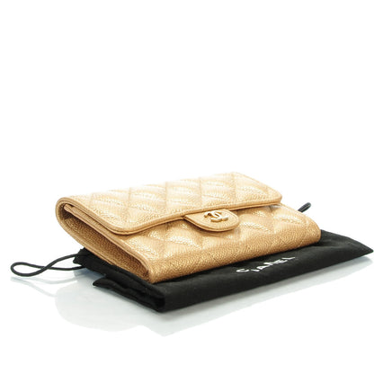 Chanel Pearly Caviar Quilted Small Flap Wallet Gold 4 of 7