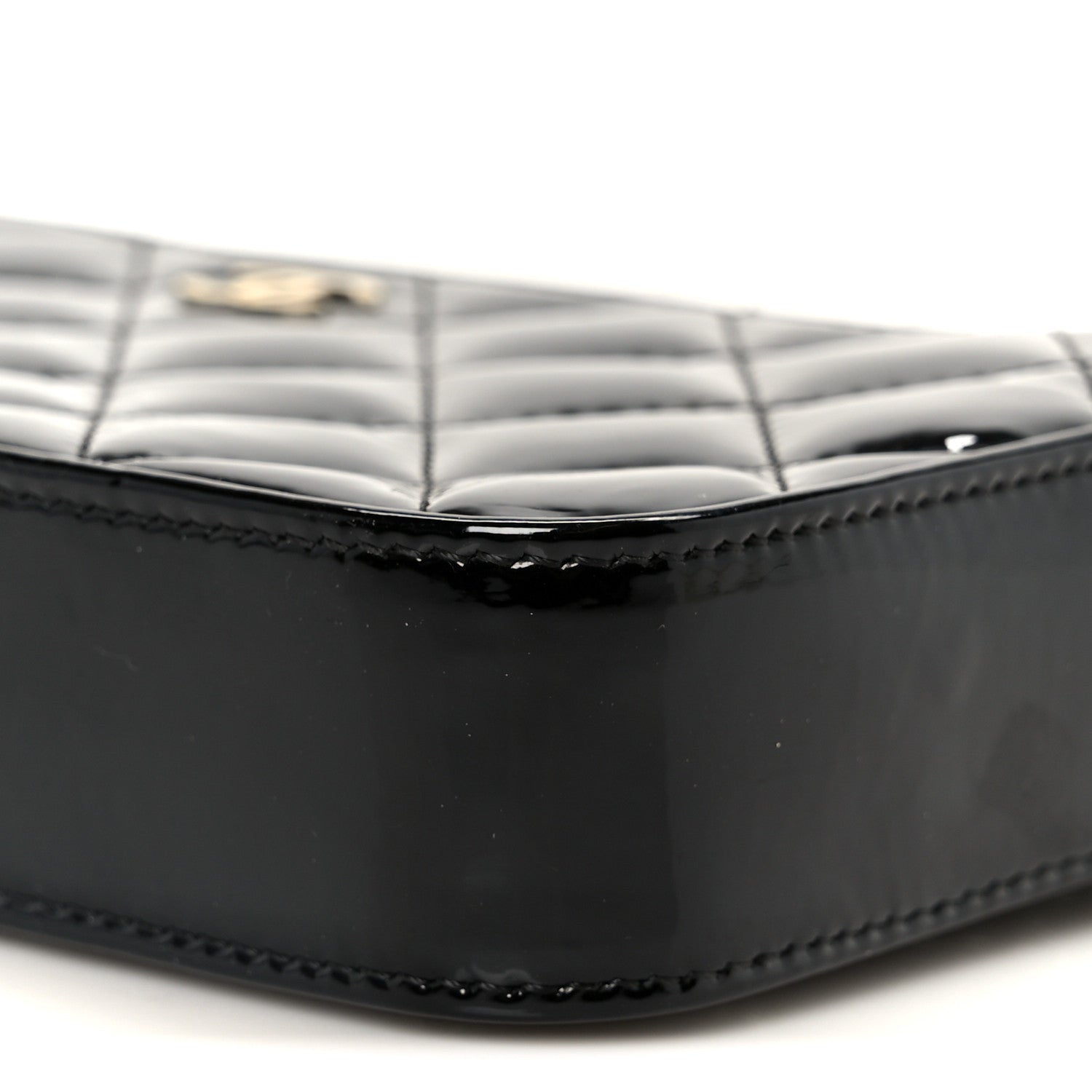 Chanel Patent Quilted Small Clutch With Chain Black Blue 12 of 12
