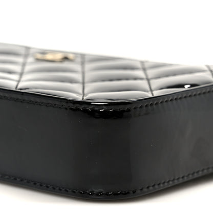 Chanel Patent Quilted Small Clutch With Chain Black Blue 12 of 12