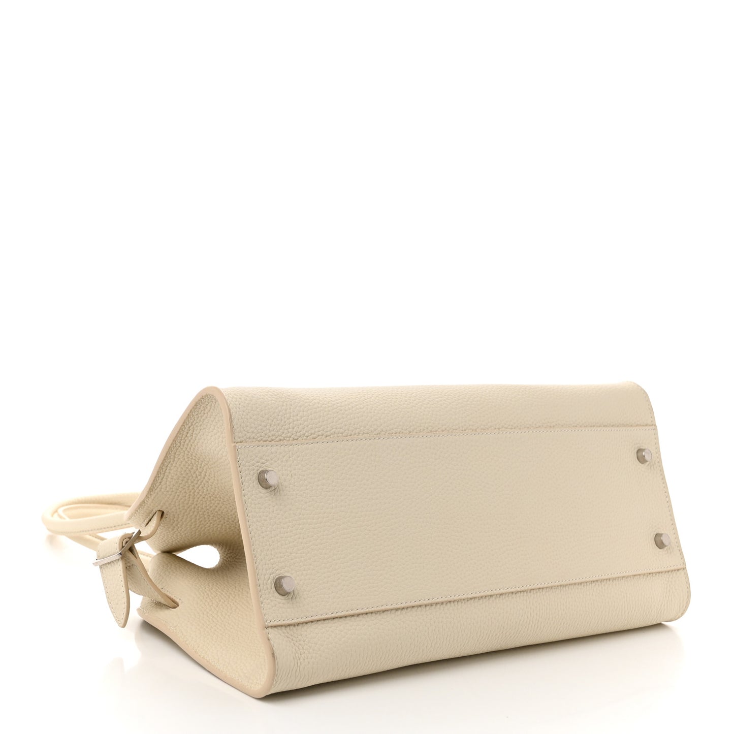 Matte Grained Calfskin Margaux Shoulder 12  White