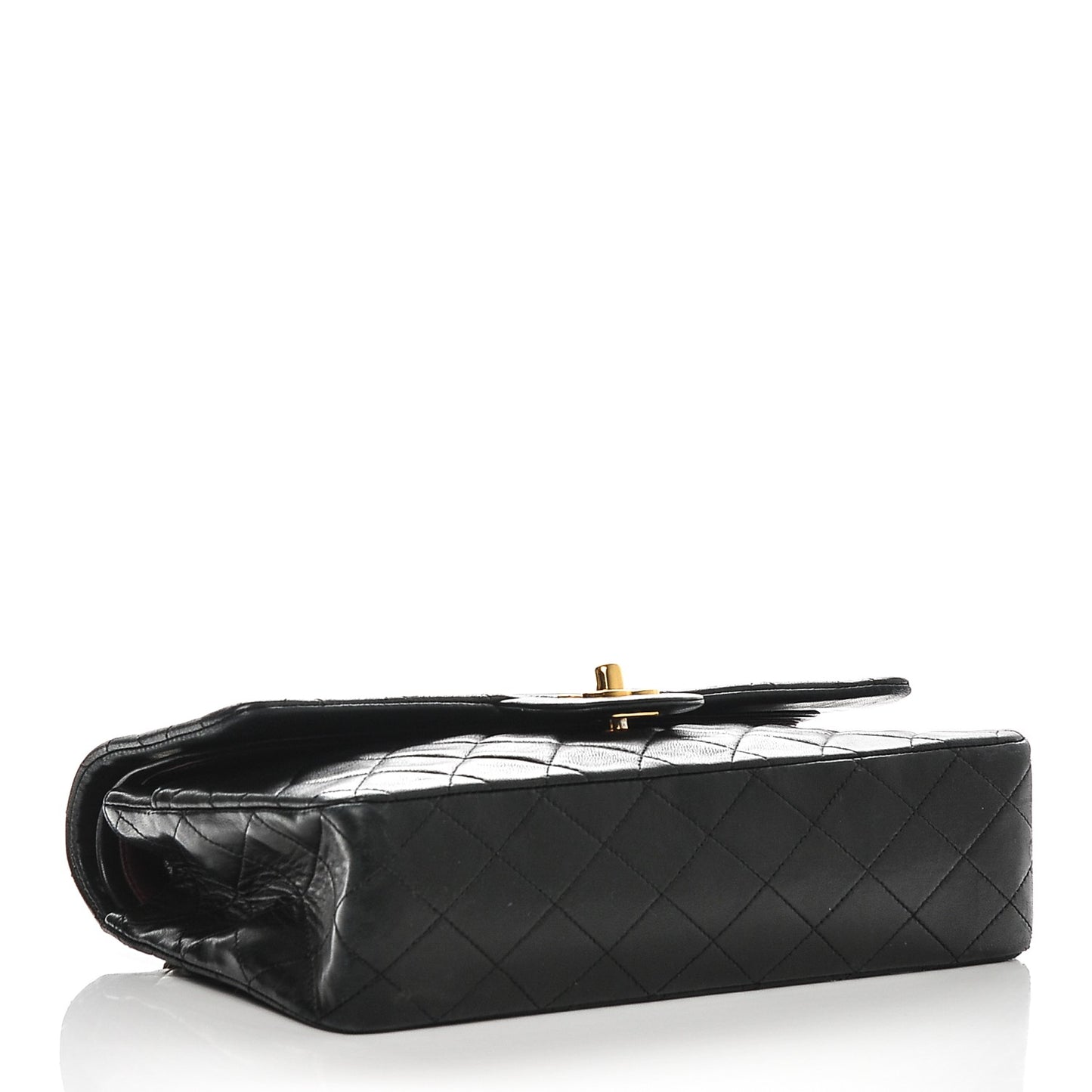 Lambskin Quilted Medium Double Flap Black