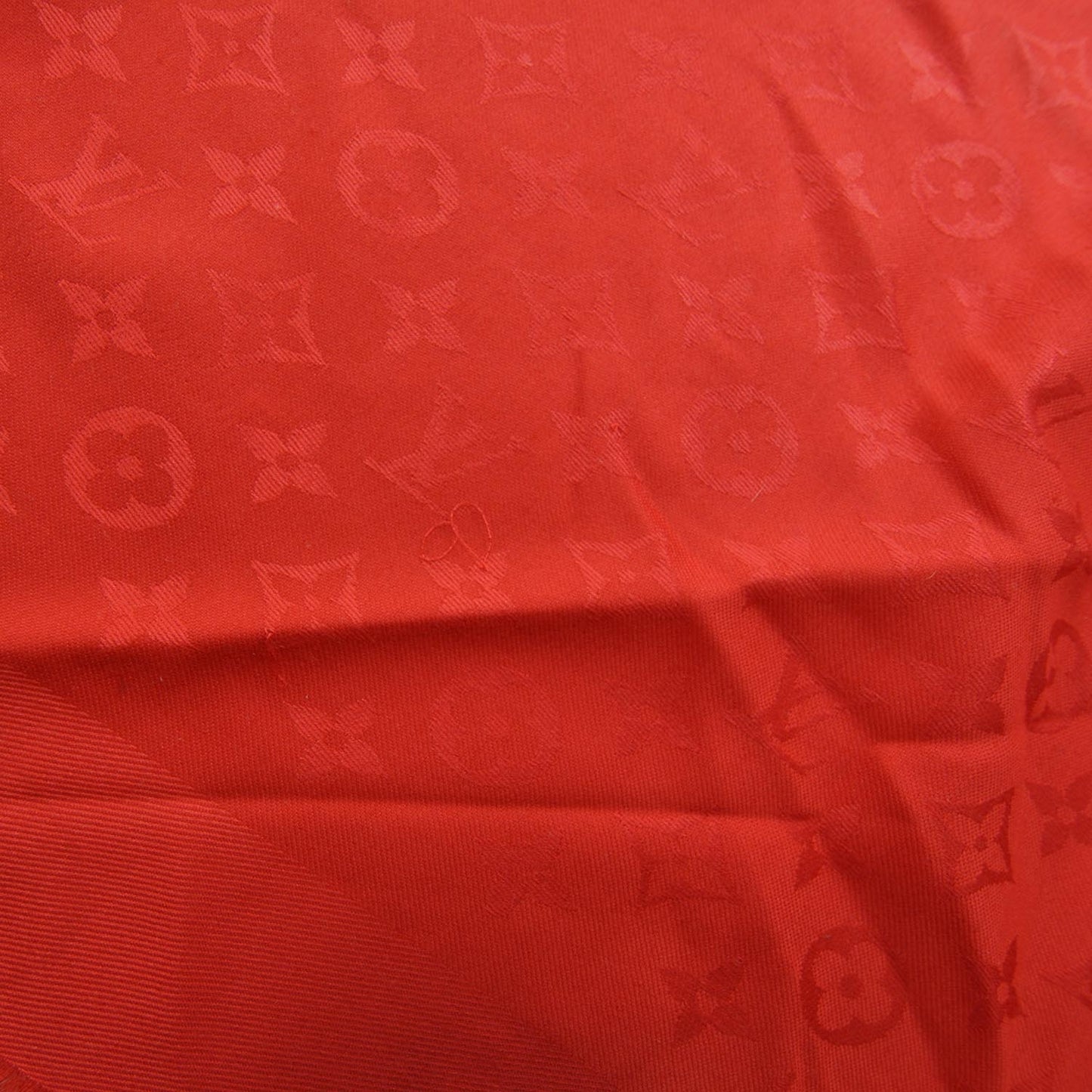 Wool Silk Monogram Shawl Red