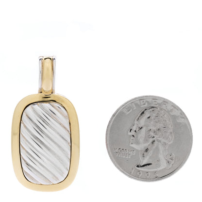David Yurman Sterling Silver 18K Yellow Gold Elongated Sculpted Cable Enhancer Pendant 2 of 4